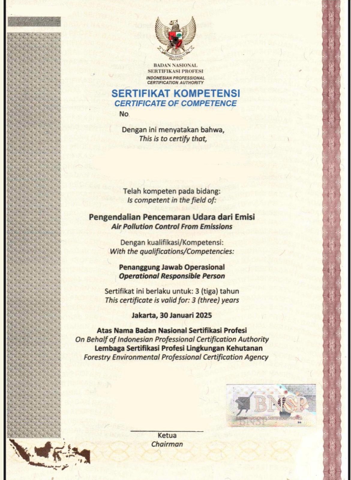 Sertifikat BSNP
