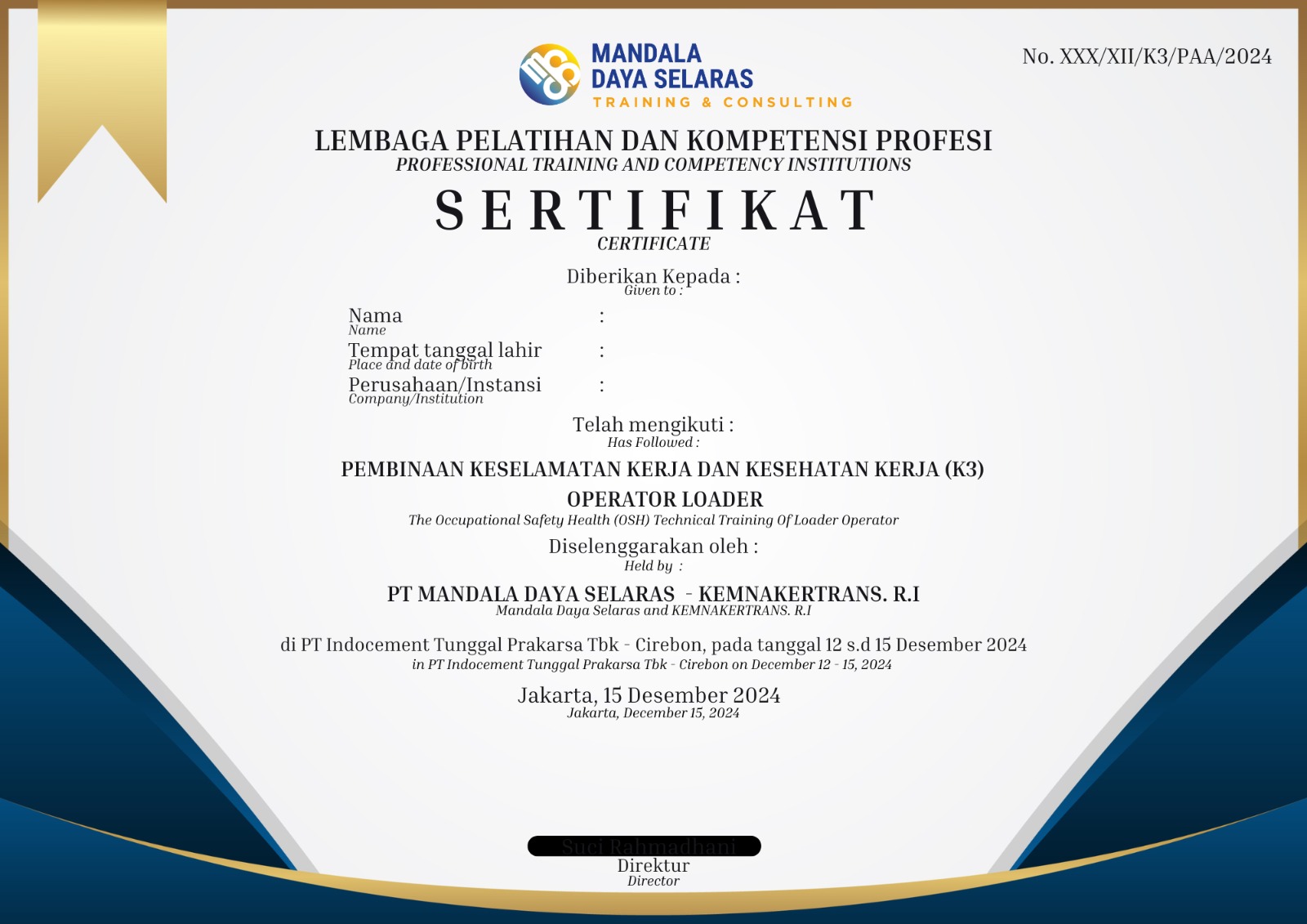 Sertifikat Pelatihan